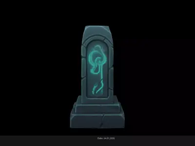 Low Poly Stylized Glowing Rune Obeliks Low-poly 3D model