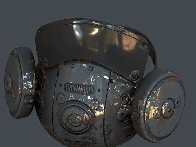 Gas mask helmet 3d model scifi Low-poly Low-poly 3D model 11