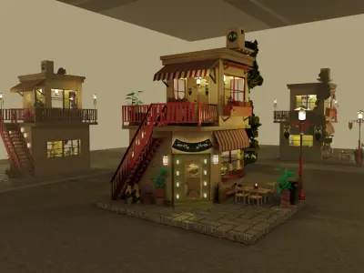 cute cafe modeling 3D model