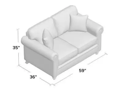 Suffield Rolled Arms Loveseat Sofa Long Chair 3D model