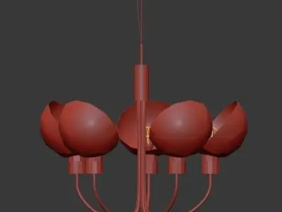 Untitled brass chandelier with five glass balls 3D model