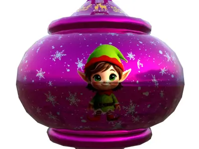 Charming Elf Holiday Red Bauble 3D Model  PBR Ready Low-poly 3D model