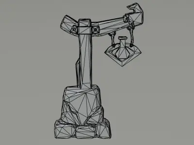 Cartoon fantasy witch road sign Polygonal Style Low-poly 3D model