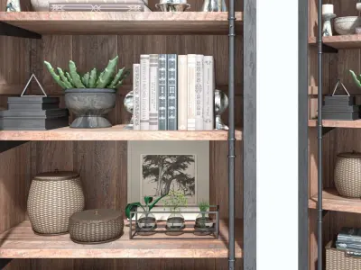 style Industrial bookshelf bookcase 3D model