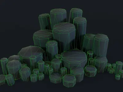 Crystals Cyl 8 pcs  Low-poly 3D model