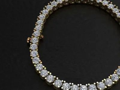 Diamond Tennis Necklace Links 3mm 3D print model purchase