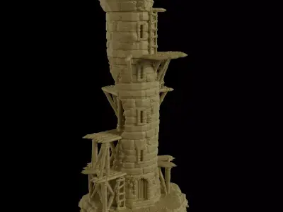Corrupted Lookout Tower Tabletop Terrain 28 MM 3D print model