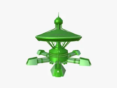 SciFi Facility C06 Green - Sci Fi Exterior Design Low-poly 3D model