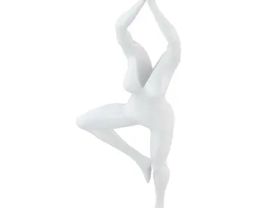 Female headless mannequin stands in yoga pose 71 3D model