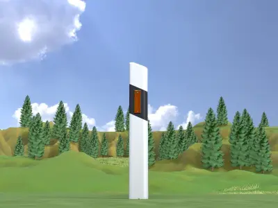 Delineator posts with yellow-orange reflectors R Low-poly 3D model