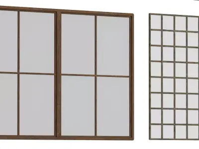 Old factory windows pack 3D model