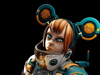 Cyberpunk Girl Low-poly 3D model