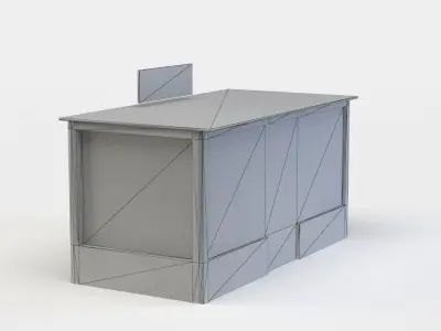 Kiosk store with fence Low-poly 3D model