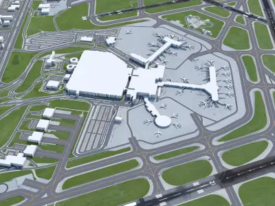 Milwaukee Mitchell Airport 10km Low-poly 3D model