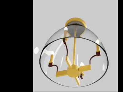 Chandeliers glass pendant light with three candle holders 3D model