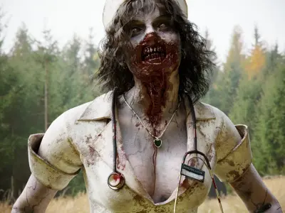  Character Zombie Nurse PBR Rigged 