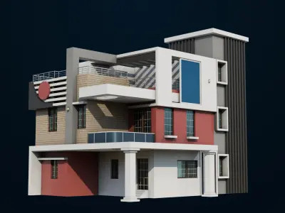 Modern House 01 All PBR Unity UE Textures Included Low-poly 3D model