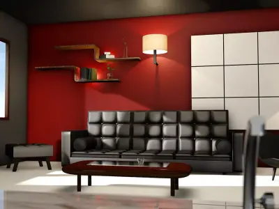 Room interior with kitchen 3D model