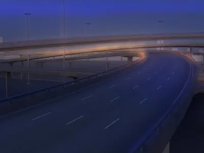 Freeway02 highway at sunset 3D model