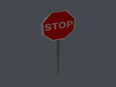 Stop Sign 3D Model Low-poly 3D model