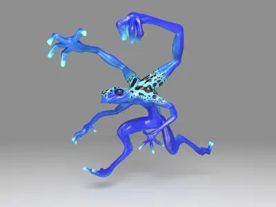 low poly four armed alien Low-poly 3D model