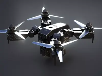 Futuristic Military Attack Drone Low-poly 3D model