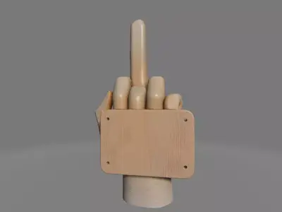 Wooden Middle Finger Hand on Plaque 3D print model