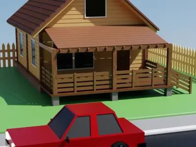 Country house low poly 3D model