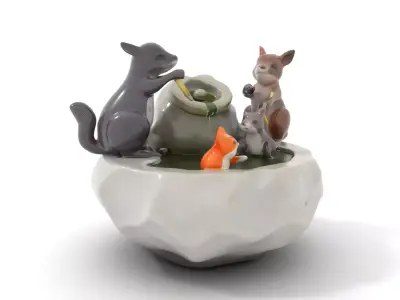 Playful Squirrel Fountain model pack Low-poly 3D model