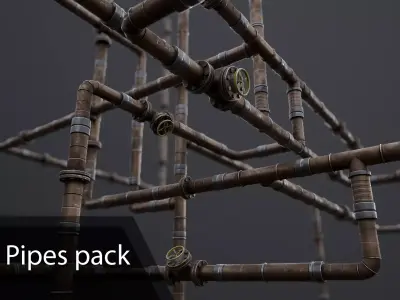 Modular lowpoly pipes pack Low-poly 3D model