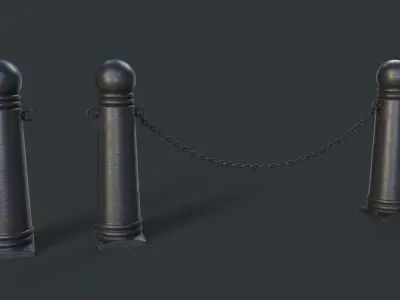 Street Bollard 08 PBR Game Ready Low-poly 3D model