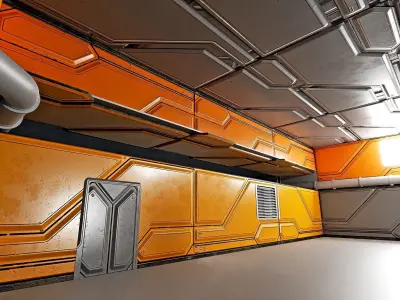 sci-fi walls - modular kit Low-poly 3D model