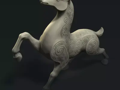Ornamental Rearing Horse Sculpture 3D print model