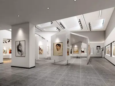 Interior Art Gallery Low-poly 3D model