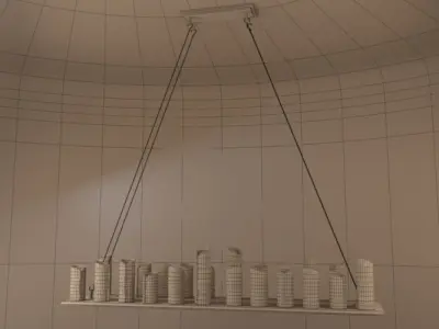 Pillar Candle Rectangle Chandelier Lamp large 3D model