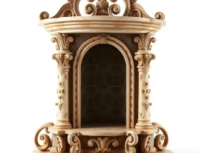 Baroque Grotto Sculpture with Luxurious Curls model pack Low-poly 3D model