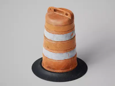 Post Apocalyptic Traffic Barrel Low-poly 3D model