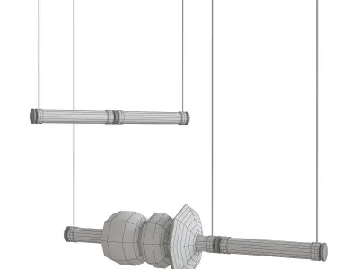 Luna Chandelier 3 Tier low poly 3d model Low-poly 3D model