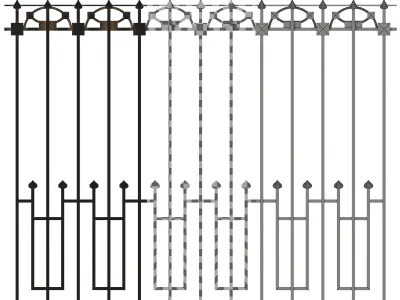 Forging set 2 ornamental wrought iron fence 3D model