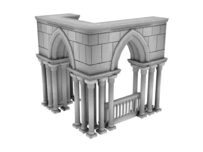 Gothic arcades Low-poly 3D model