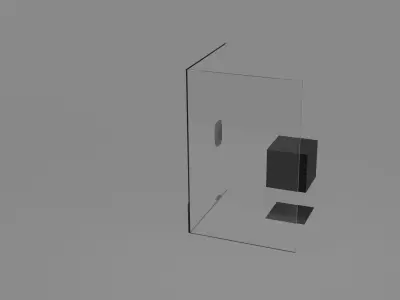 Transparent glass door for bathroom 3D model