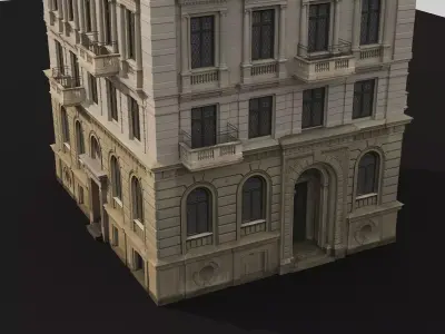 Classic building low poly 3d model Low-poly 3D model