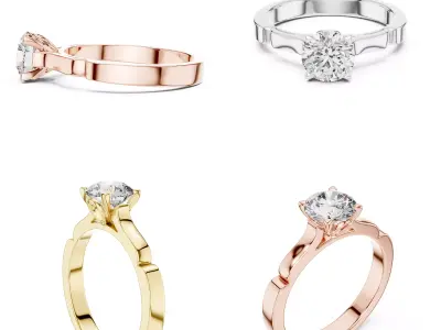 Stepped Band Engagement Ring CAD Design STL 3DM Jewelry 3D print model