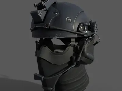 Military scifi helmet low poly  Low-poly 3D model