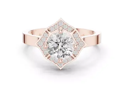 Geometric Halo Engagement Ring 3D Model for Jewelry STL File 3D print model