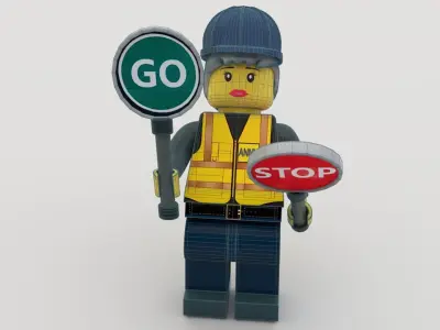 Lego woman workers with tools  3D model