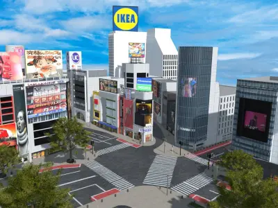Shibuya Scramble Crossing  Shibuya City Tokyo Japan Low-poly 3D model
