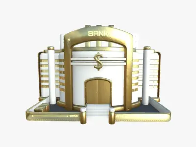 SciFi Bank A11 Gold - Sci Fi Exterior Design Low-poly 3D model