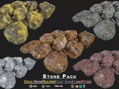 Stone Collection Low-poly 3D model