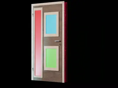 The Wood door with real textures-4K 3D model